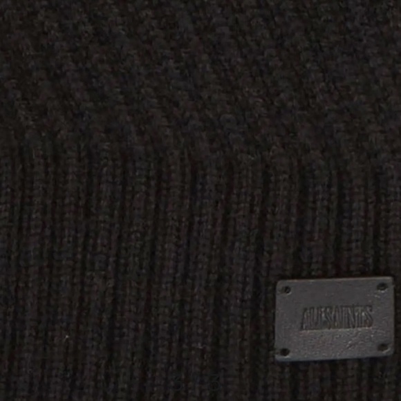 All Saints Wool Traveling Rib Knit Scarf Black One Size - Picture 2 of 8